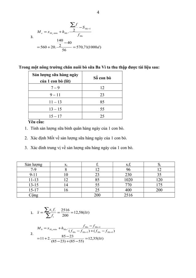 Bài tập nguyên lý thống kê có đáp án (1) | DOC
