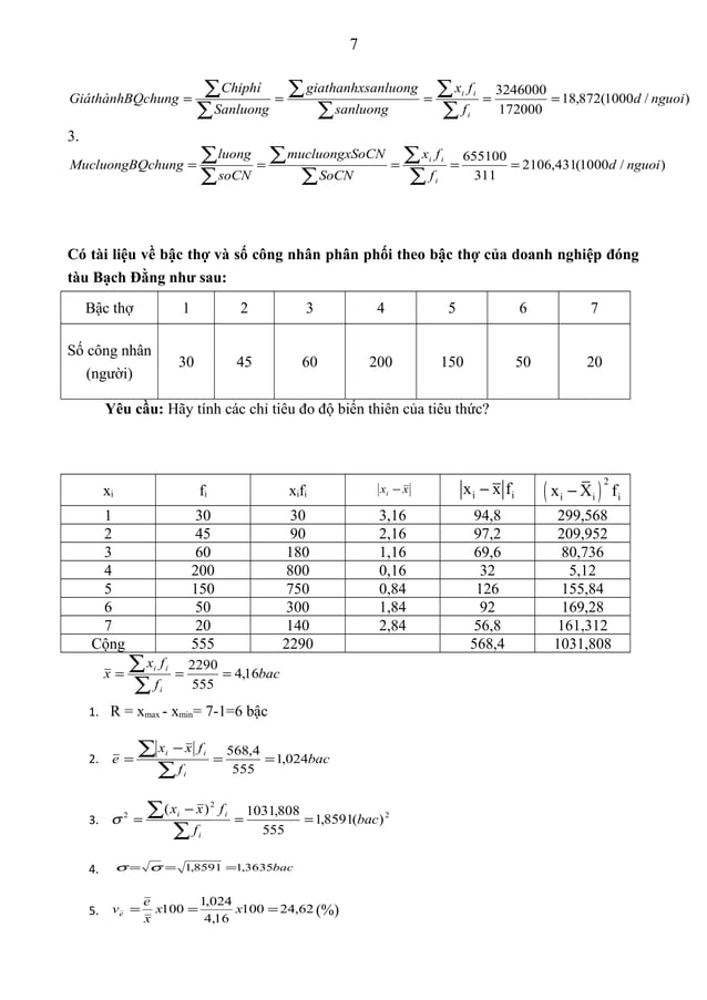 Bài tập nguyên lý thống kê có đáp án (1) | DOC