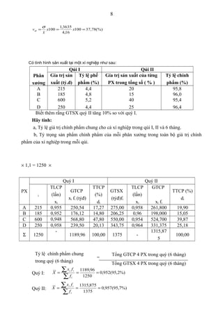 Bài tập nguyên lý thống kê có đáp án (1) | DOC