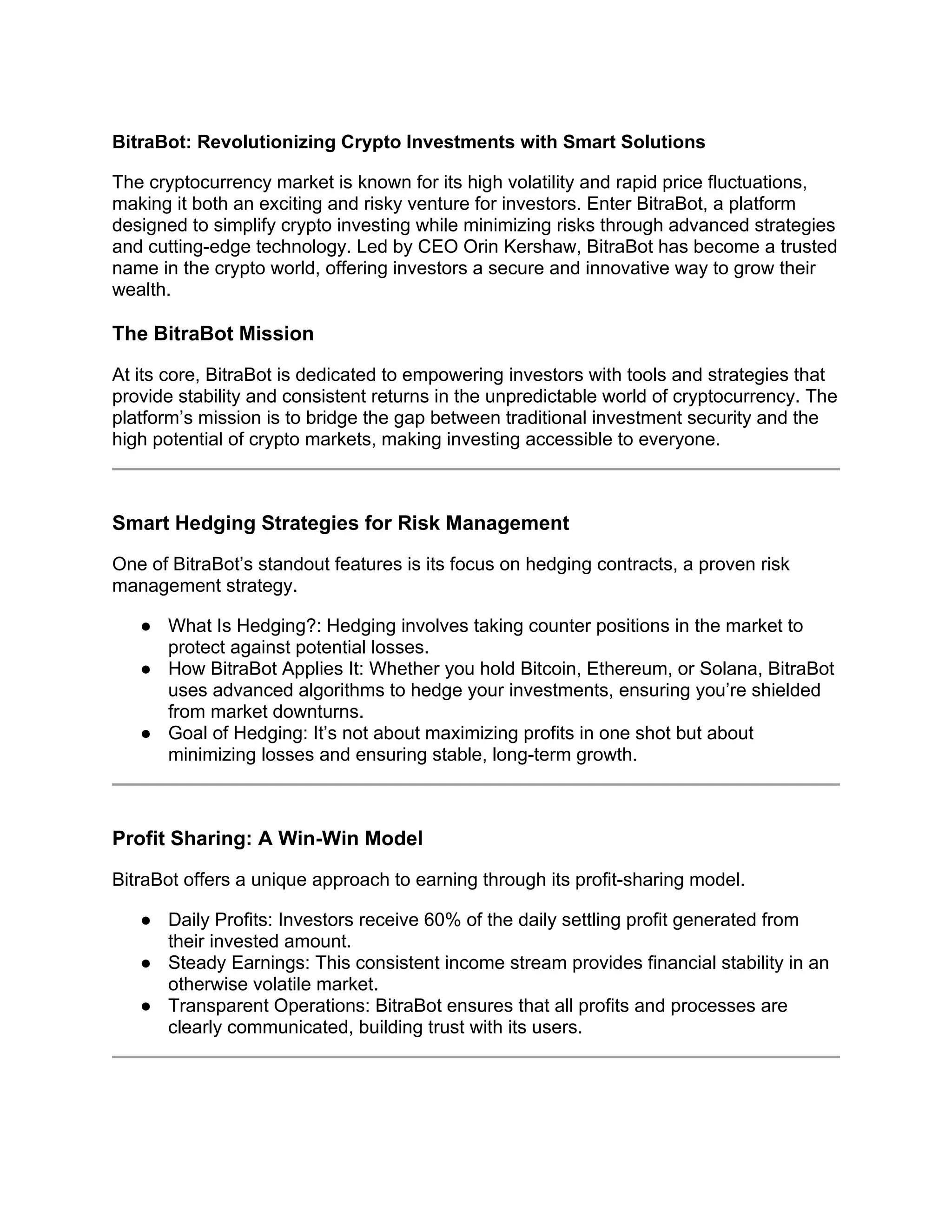 BitraBot: Revolutionizing Crypto Investments with Smart Solutions | DOCX