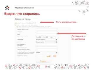 Ошибки / Обращение

Видно, что старались
Есть альтернатива

Остальное –
по желанию

28/29

 