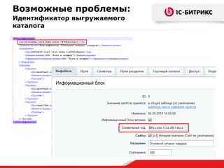 Возможные проблемы:
Идентификатор выгружаемого
каталога
 