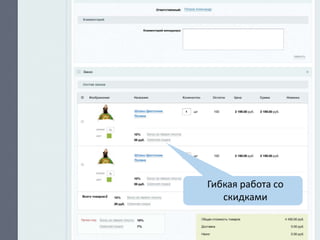 Гибкая работа со
скидками
 