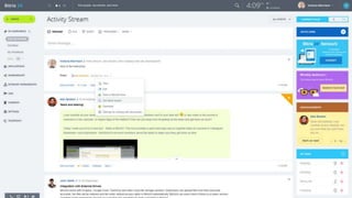 Легкие интеграции «Битрикс24»
с внешними облачными дисками
• Быстрый перенос файлов из
внешнего облачного диска в
«Битрикс24»
• Ручное обновление версии файла
• Прямой выбор файла с внешнего
диска в живую ленту, задачи и т.д.
 
