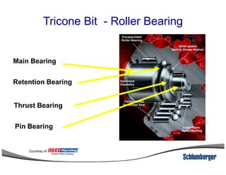 Tricone Bit - Roller Bearing
Retention Bearing
Main Bearing
Courtesy of
Thrust Bearing
Pin Bearing
 
