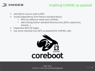 BITS and CHIPSEC as coreboot payloads | PPT
