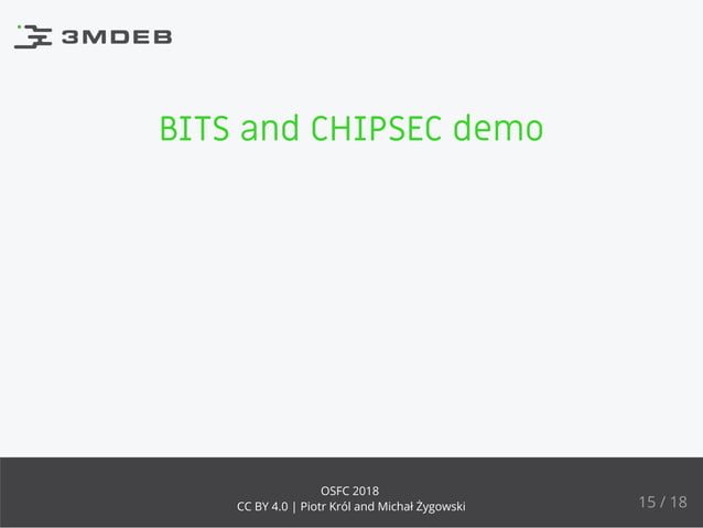 BITS and CHIPSEC as coreboot payloads | PPT