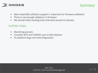 BITS and CHIPSEC as coreboot payloads | PPT