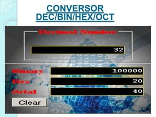 CONVERSOR
DEC/BIN/HEX/OCT
 