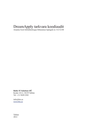DreamApply tarkvara koodiaudit