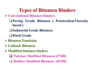 Bitumin Binder Bitumen Binders required for construction of highway.pptx