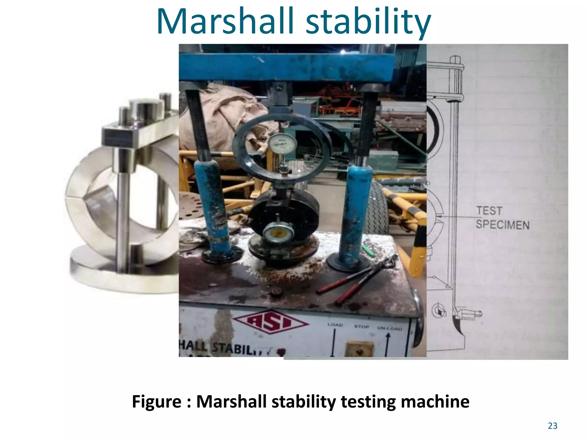 Figure : Marshall stability testing machine
Marshall stability
23
 
