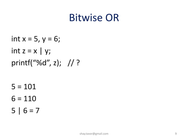 Bitwise-operations in c slideshow of c course | PPT