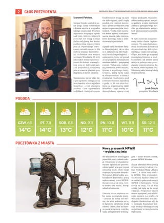 BEZPŁATNY BIULETYN INFORMACYJNY URZĘDU MIEJSKIEGO WROCŁAWIA
2 GŁOS PREZYDENTA
14°C
PT. 7.11 SOB. 8.11 ND. 9.11 PN. 10.11 W...