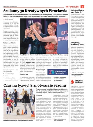 NR 43 (253) – LISTOPAD 2025
3
AKTUALNOŚCI
Startuje konkurs 30 Kreatywnych Wrocławia 2026 organizowany przez portal Wroclaw...