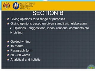 BI exam paper format UPSR 2016
