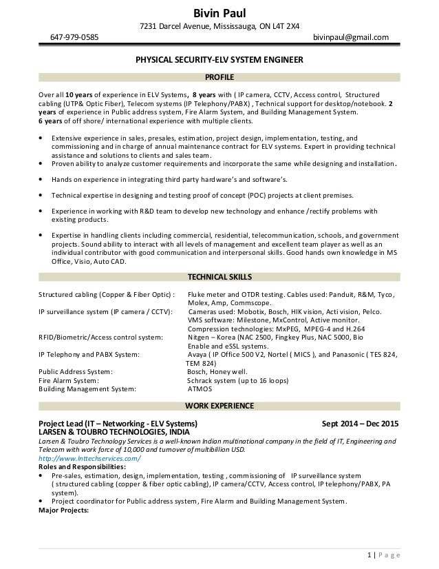 physical security resume
