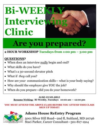 Two Level Interview Flyer Bi Weekly Interview Skills Workshop Flyer | PDF
