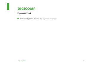 Expression Task
   Einfachen Möglichkeit Variablen über Expressions anzupassen




SQL Day 2012                                                     8
 