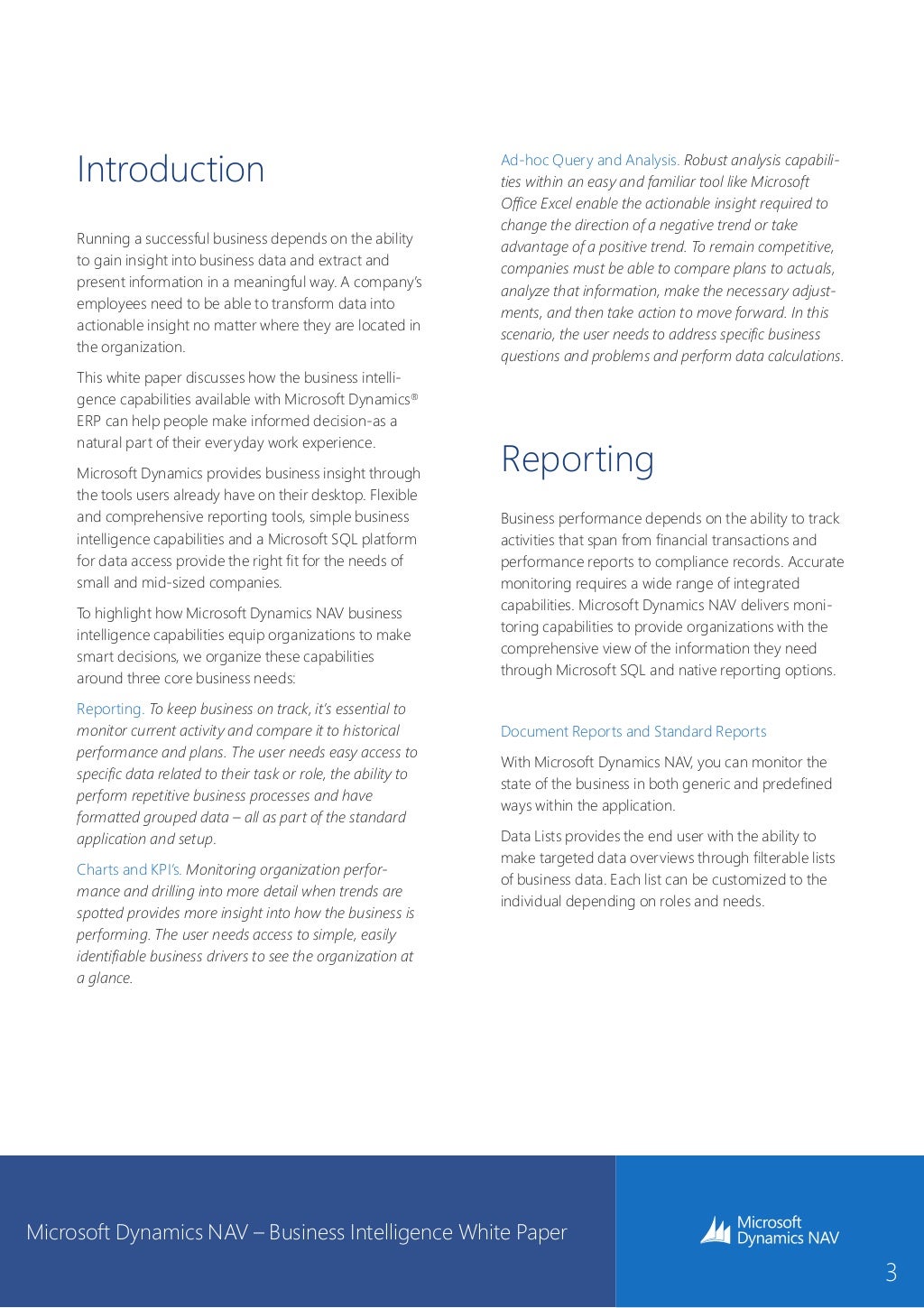 Microsoft Dynamics NAV Business Intelligence White Paper