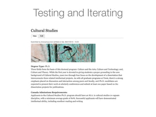 Testing and Iterating
 