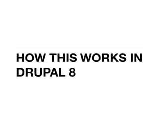 HOW THIS WORKS IN
DRUPAL 8
 