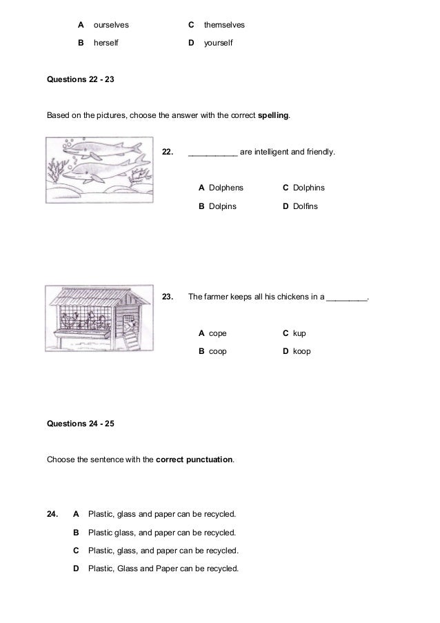 Soalan Pat Bahasa Inggeris Tahun 4 - Contoh 43