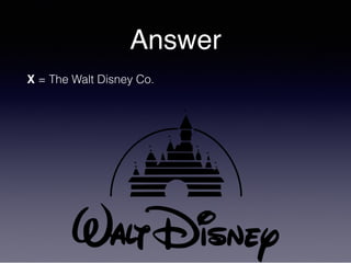 Answer
X = The Walt Disney Co.
 