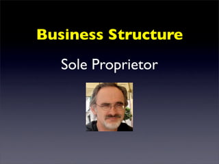 Business Structure
   Sole Proprietor
 