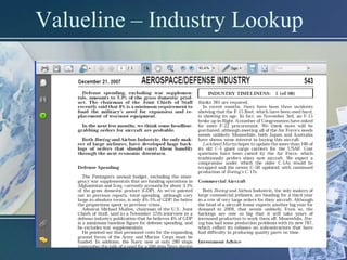 Valueline – Industry Lookup
 