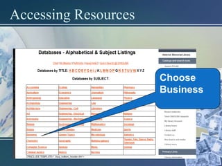 Accessing Resources



                      Choose
                      Business
 