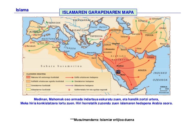 Islama
ISLAMAREN GARAPENAREN MAPA
Medinan, Mahomak oso armada indartsua eskuratu zuen, eta handik zortzi urtera,
Meka hiri...