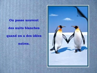 On passe souvent

 des nuits blanches

quand on a des idées

      noires.
 