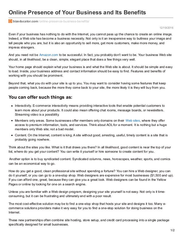 Online Presence Of Your Business And Its Benefits - 