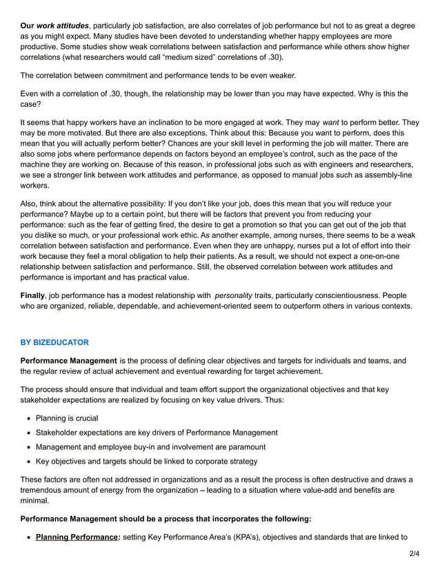 Importance Of Job Performance