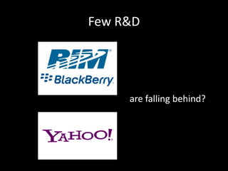 Few R&D




     are falling behind?
 