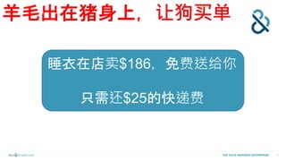 7THE DATA INSPIRED ENTERPRISE
羊毛出在猪身上，让狗买单
睡衣在店卖$186，免费送给你
只需还$25的快递费
 