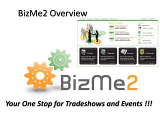 BizMe2 Overview Your One Stop for Tradeshows and Events !!! 