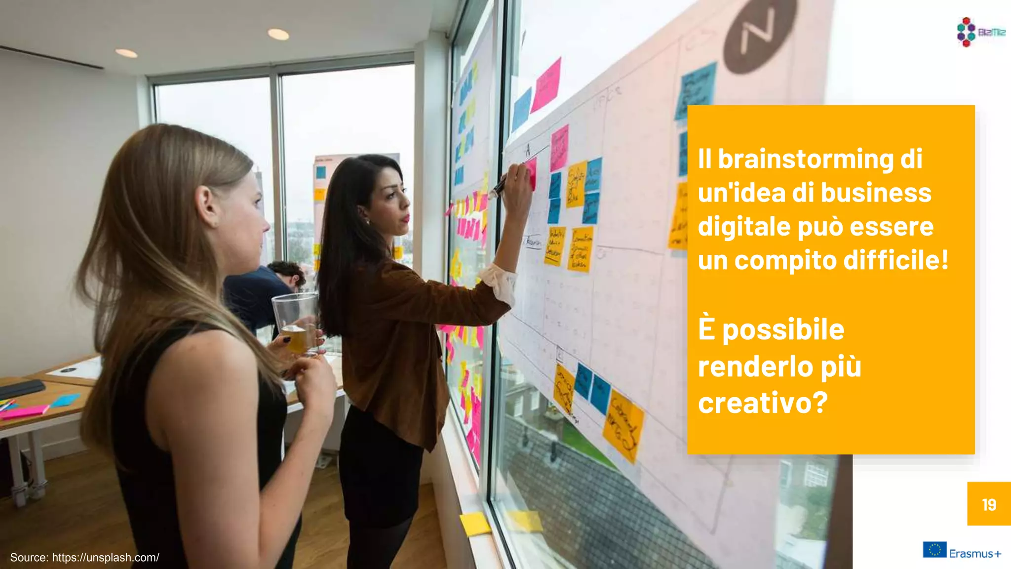 19
Il brainstorming di
un'idea di business
digitale può essere
un compito difficile!
È possibile
renderlo più
creativo?
Source: https://unsplash.com/
 