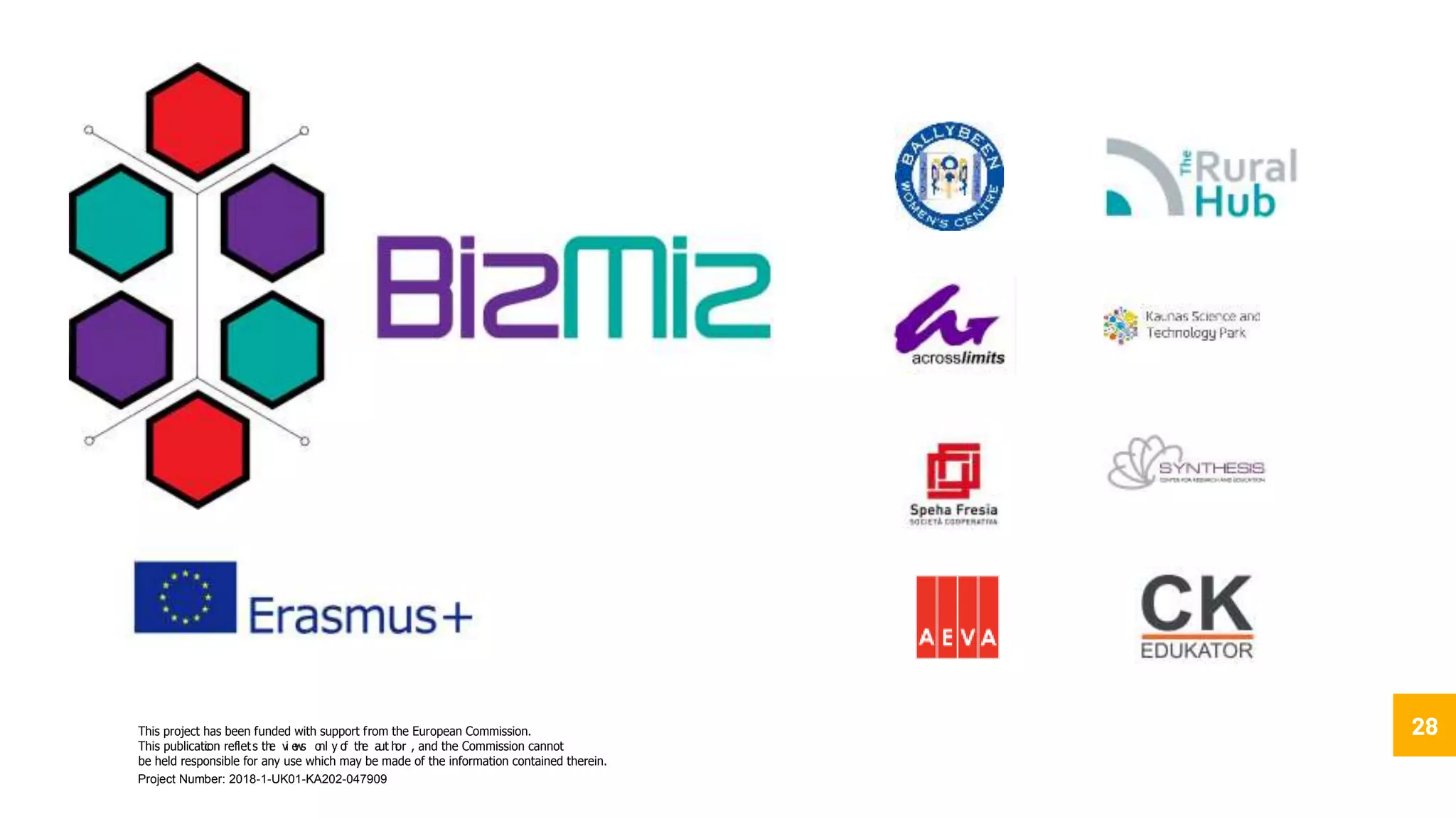 This project has been funded with support from the European Commission.
This publication reflec ts the vi ews onl y of the aut hor , and the Commission cannot
be held responsible for any use which may be made of the information contained therein.
Project Number: 2018-1-UK01-KA202-047909
28
 