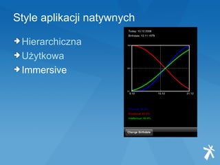 Style aplikacji natywnych Hierarchiczna Użytkowa Immersive 