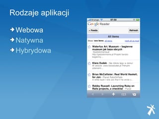 Rodzaje aplikacji Webowa Natywna Hybrydowa 