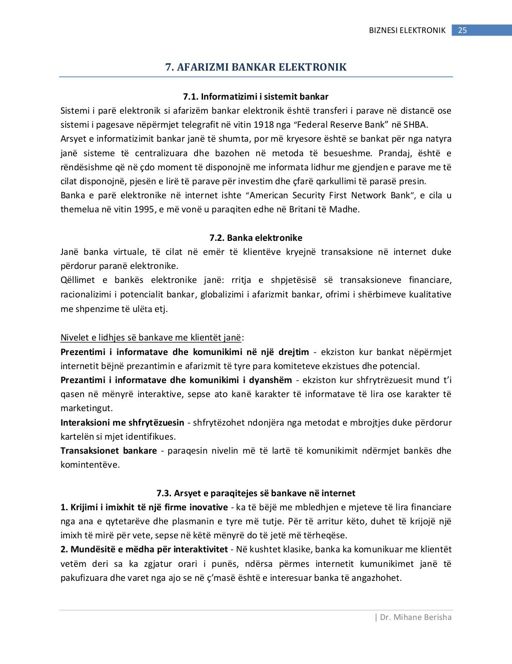 BIZNESI ELEKTRONIK - Dr. Mihane Berisha (Skriptë)