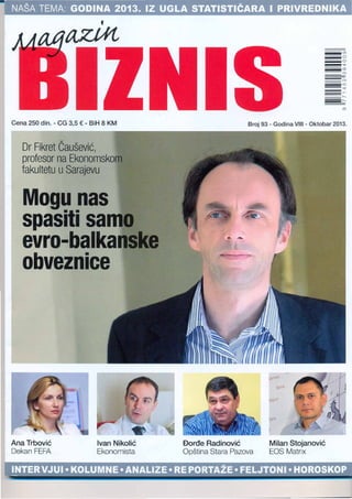 Prof. dr Ana Trbović, Biznis magazin, oktobar 2013.