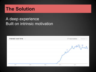 The Solution 
A deep experience 
Built on intrinsic motivation 
 
