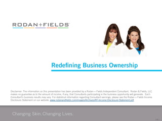 Redeﬁning Business Ownership

Disclaimer: The information on this presentation has been provided by a Rodan + Fields Indep...