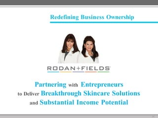 Redefining Business Ownership

Partnering with Entrepreneurs
to Deliver Breakthrough Skincare Solutions
and Substantial Income Potential
[1

 