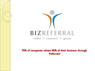 70% of companies obtain 80% of their business through  Referrals! 