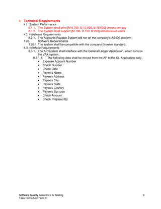 Simultaneous Requirements Note Business Requirements Document for Acounts Payable System | DOC