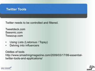 Social StrategyContent and communityIdentify existing communitiesDevelop community strategies and programs  TechnologyDevelop community strategies and programs Develop your platform strategy CommunicationPublish an action plan 
